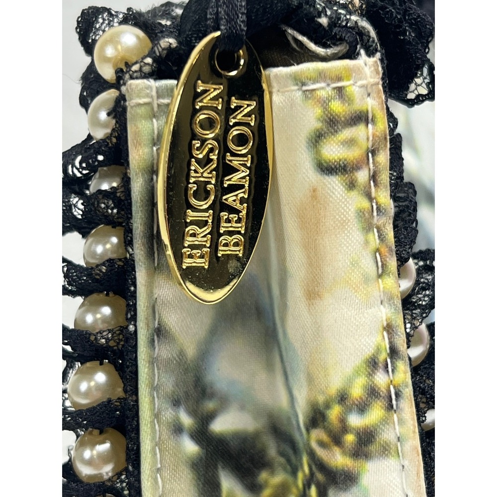 Vintage Erickson Beamon Embellished‎ Pouch Clutch Bag Diamond Print Pearl Lace